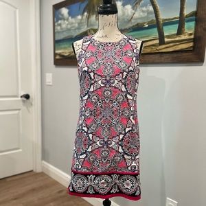 London Times sleeveless shift dress pink paisley size 6